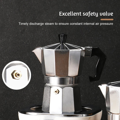 Octagonal Moka Pot Aluminum/Stainless Steel Stovetop Espressos Maker Multi-Purpose Coffee Pots for Outdoor Home Kitchen Office