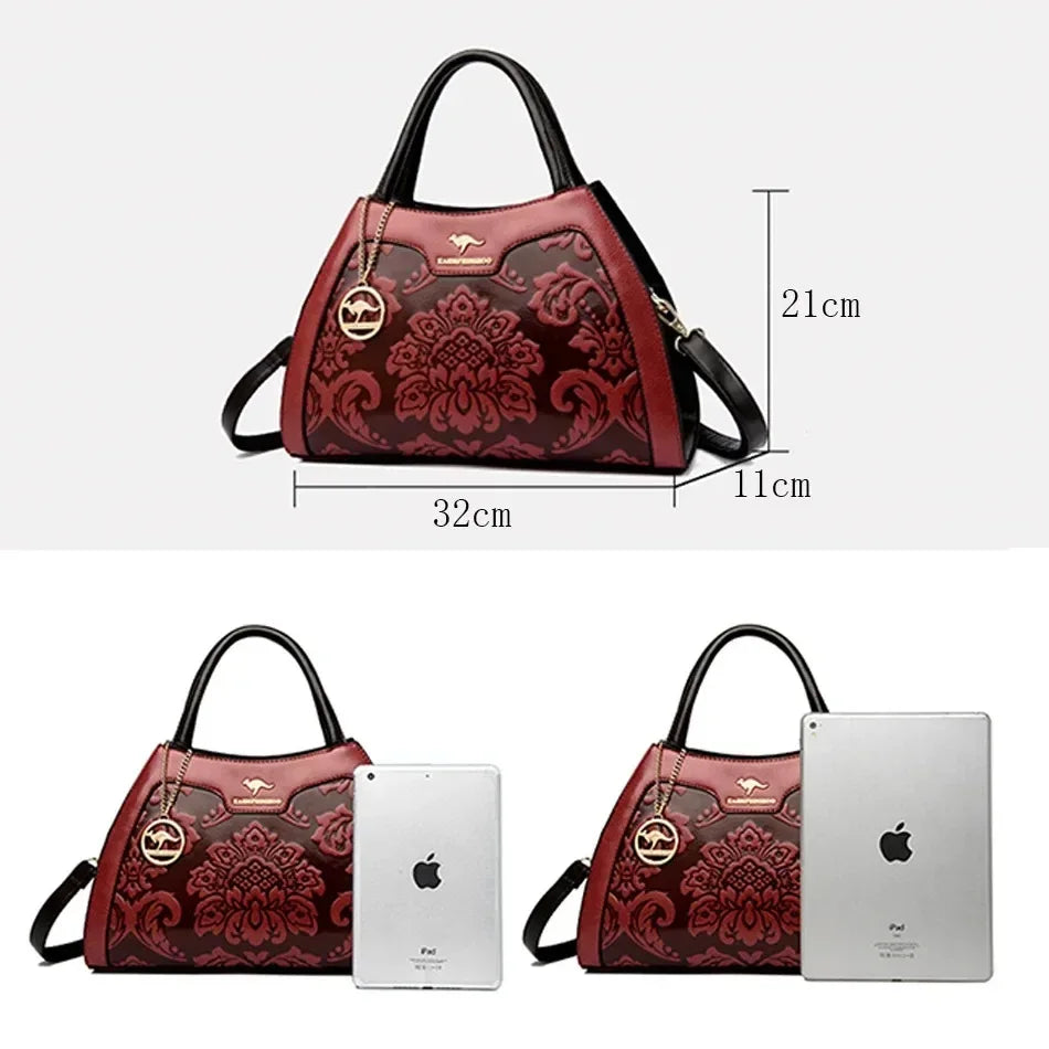 Luxury Handbag Fashion Print Large Capacity Soft Leather Women Shoulder Crossbody Bag Leisure Designer Ladies Purses and Handbag