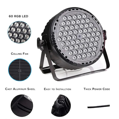 3w*60 led rgb 3 in 1 par light dmx 512 sound control dj party lights wedding disco lights ballroom club projection stage lamp