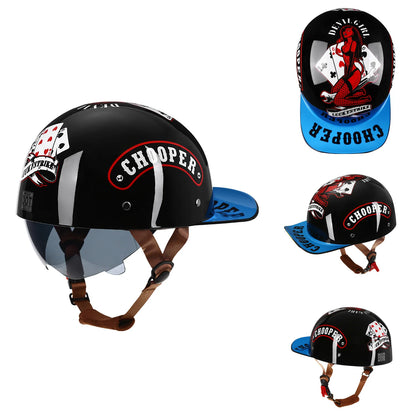 Vintage Motorcycle Helmet Retro Baseball Cap Open Face Half Hat Helmet Men Women Chopper Electric Motorcycles Cruiser Scooter