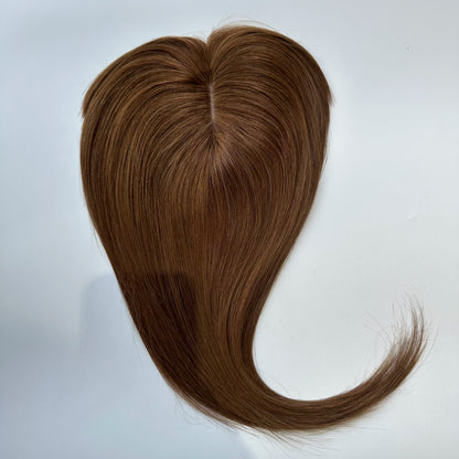 Lace Front Topper For Women Human Hair With Pre-Cut Bangs & Middle Part | 10x12cm 12inch Easy To Wear Wig