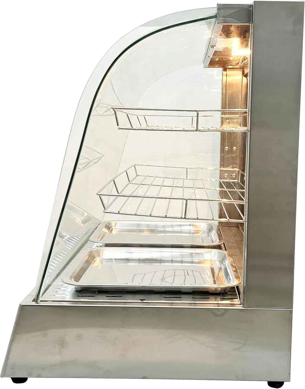 Commercial Food Warmer Display Case 3-Tier 500W Electric Pizza Warmer Display Countertop Food Display Case for Egg Tart Food