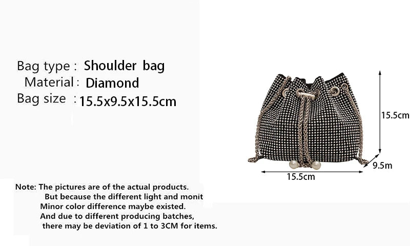 Luxury Women's Bag New High Quality Horseshoe Bucket Bag Exquisite PU Rivet Sequin Design Women's One Shoulder Handbag