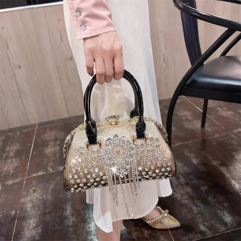 Fashion Diamonds Leather Women's Handbag Small Shoulder Cross-Body Bag New Elegant Evening Bag Portable Girls Party Dinner Bags