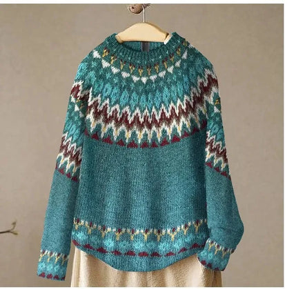 2025 Spring Knitted Women Sweater Print O-neck Long Sleeve Casual Loose Sweaters Female Winter Elegant Trendy Ladies Clothes