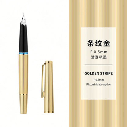 Limited MAJOHN B32 Metal Strive Piston Fountain Pen with Butterfly F Tip Student Adult Iridium Writing Ink Pen Office Supply