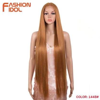 38 inch Straight Long Hair Synthetic Lace Front Wigs For Women High Temperature Hair Ombre 613 Red Cosplay Wigs Synthetic Hair