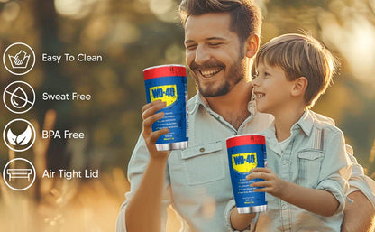 20Oz WD40 Stainless Steel Vacuum Tumbler Double Wall Insulated STP Engine Oil Filter Print with Straw and Lid Cold Hot drink cup