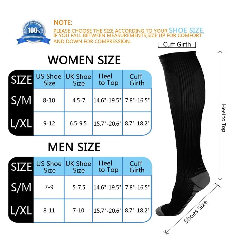 Unisex Compression Socks Leg Relief Pain Knee Medical High Stockings Pressure Support Stretch Pressure Circulation Socks 1 Pair