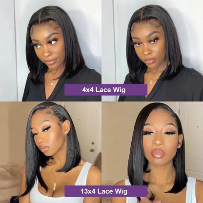 2026 New 4x4 Lace Front Bone Straight Wigs Cheap Short Bob Wig Brazilian Preplucked Lace Frontal Wigs