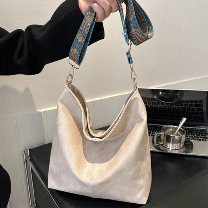 Bohemian Style Women Shoulder Bag, Vintage Wide Strap Crossbody with Intricate Embroidery, Versatile for Casual Commuting Wear
