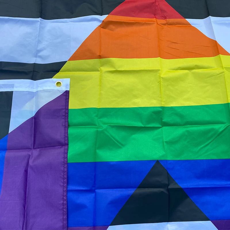 Aerlxemrbrae Rainbow Flag 150X90CM Banner Polyester Grommets LGBT Rainbow Pride Gay Straight Ally Flag