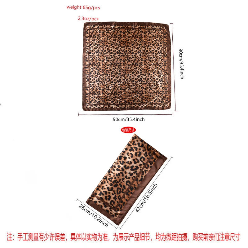 1PCS Women's Sexy Multicolor Leopard Print Woven Scarf Large Fashionable Headscarf for Travel Party Ladies Silk Square Scarf