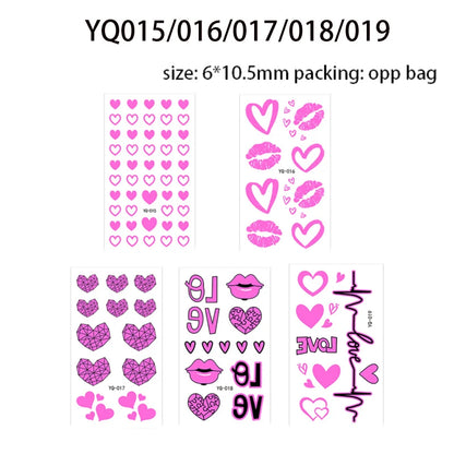 Luminous Temporary Tattoos Stickers Fluorescent Neon In Dark Illuminate Tattoo Elephant/Love Heart Shoulder Tattoo Party Sticker