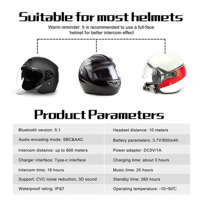 EJEAS Only Official Oversea Store V6PRO+ Motorcycle Intercom Helmet Bluetooth5.1  Headset 6 Riders 800m Communicator Waterproof