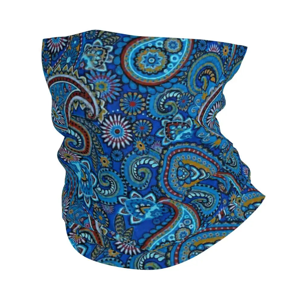 Custom Black Bandana Pattern Bandana Neck Gaiter for Hiking Cycling Women Men Wrap Scarf Paisley Style Headband Warmer