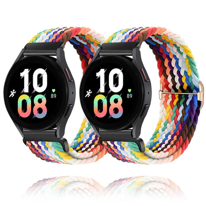 2 Packs Rainbow 20mm Braided Nylon Band Compatible With Samsung Galaxy Watch, Sport Loop Strap for Garmin, Pride Day