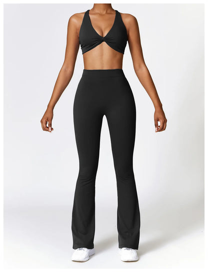 Gym Fitness Sports Flared Pant Dance Trousers Women V-shaped Hip Yoga Pants Flare Leggings Women High Waist Wide Leg Pants Women