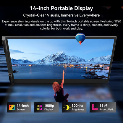Blackview SCM6 Laptop Screen Extender, Ultra-Thin,14" FHD 1080P IPS Portable Laptop Monitor, for Windows/Mac/Android/Switch