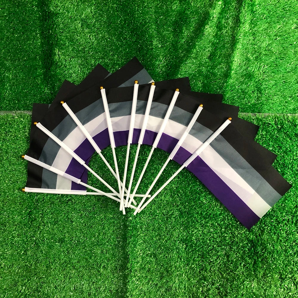 LGBTQIA Hand Flag 14X21cm 10/20/50pcs LGBTQIA Ace Community Nonsexuality Asexuality Asexual Pride Hand Flag