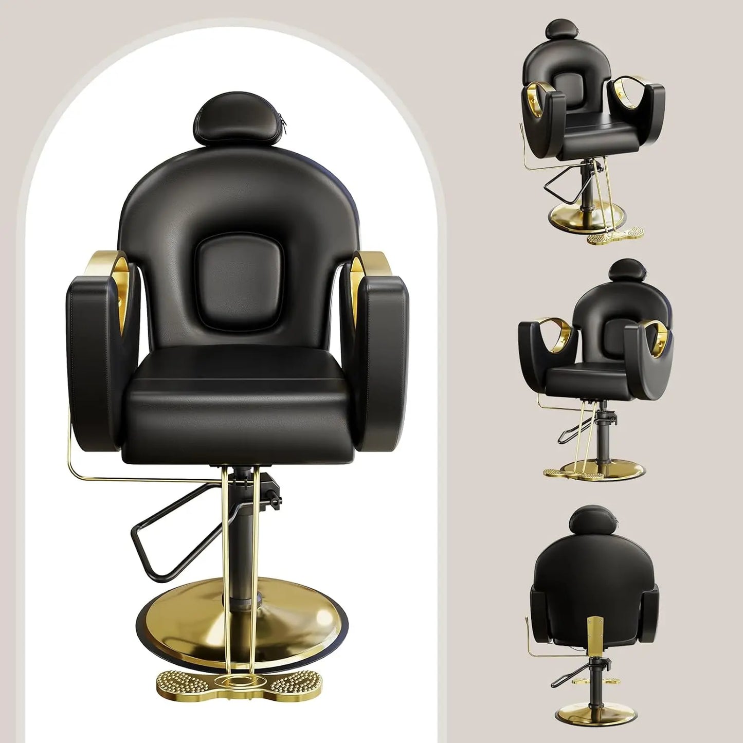Reclining Barber Salon Chair 360°Swivel Barber Chair with Heavy Duty Hydraulic Pump for Spa Shampoo Hair Stylist Barbershop Home