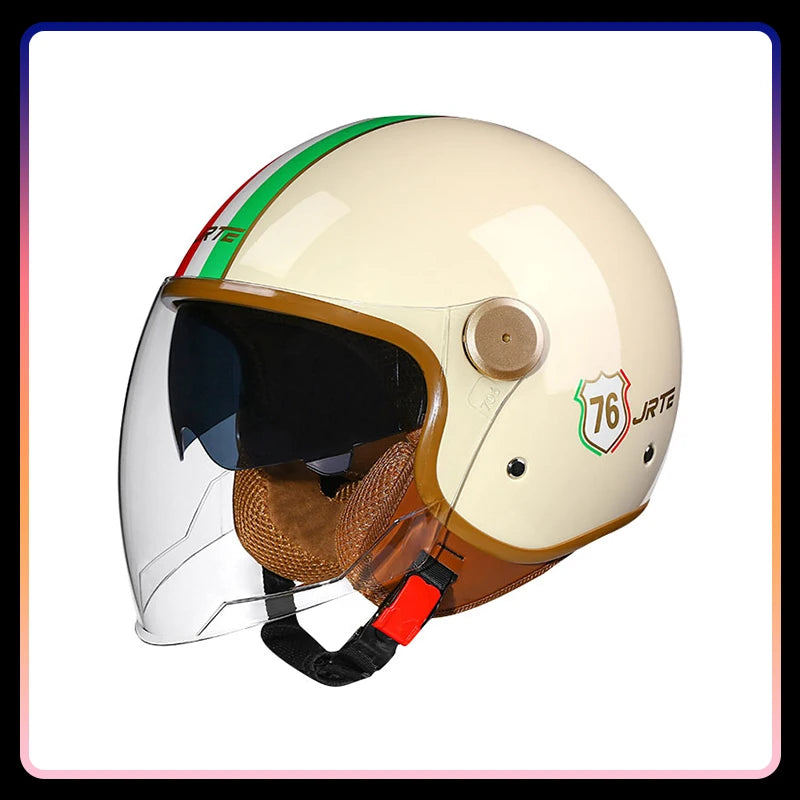 Daul Lens Open Face Motorcycle Helmets Retro Vintage Moto Jet Helmet Men Women DOT Unisex 3/4 Open Half Helm Cascos Para Motos