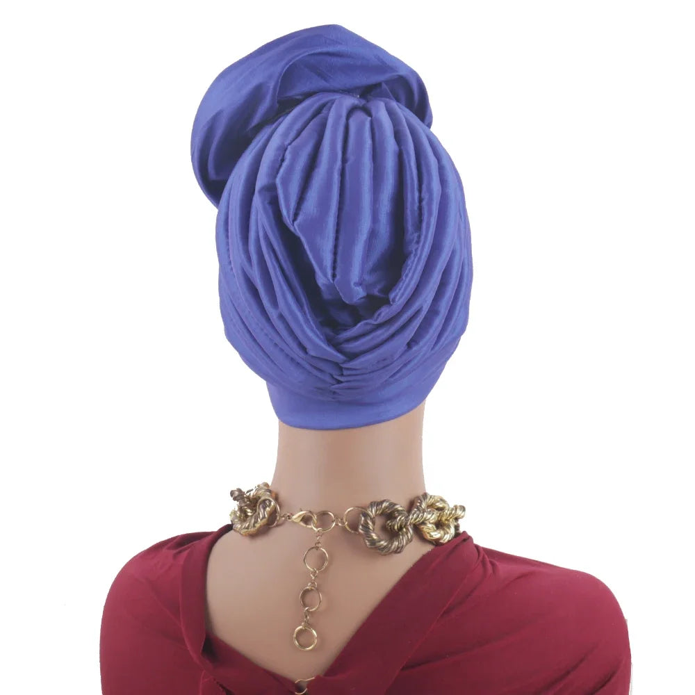 Raw Silk Big Rose Flower African Turban Caps for Women Headwear Head Wraps Nigerian Wedding Geles Party Headgear Bonnet