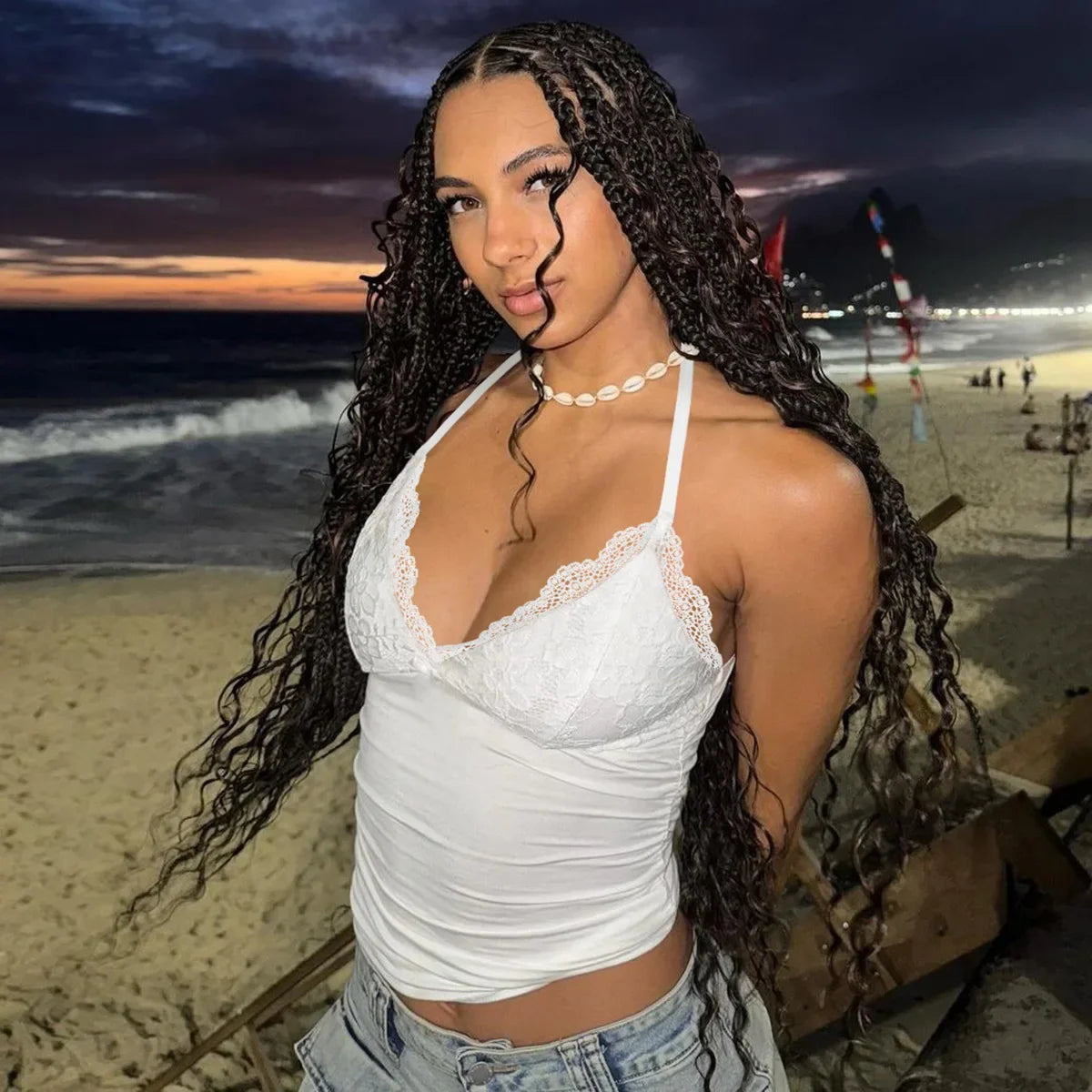 2025 New Fashion Tank Top Sexy Lace Backless Women Tops Strap Tank Top Sexy Women Clothing m