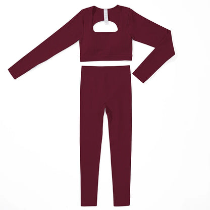 2PCS Yoga Suit Women Sports Set Quick-Drying Gym Set Tracksuit Running Workout Long Sleeve Sports Shirt Yoga Set Yoga Clothing