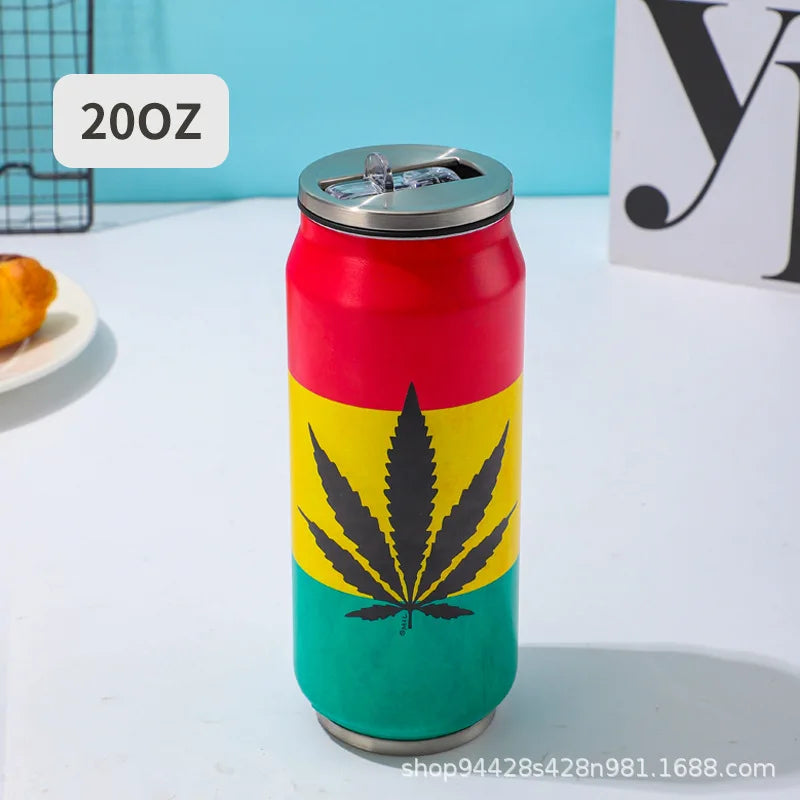 500ML Thermos with Straw 304 Stainless Steel Beer Bottle Cola Can Termos Para Cafe Beer Cold Keeper Home Kitchen Drinkware