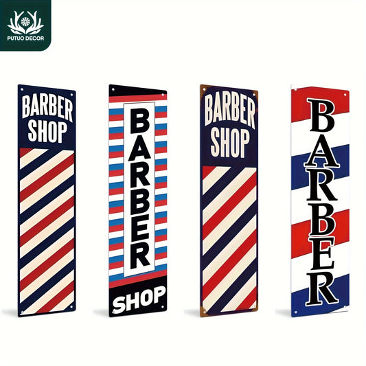 Putuo Decor 1pc Vintage Metal Tin Road Sign, Barber Shop, Signpost Decoration for Home Farmhouse Barber Shop Hairdresser, Gift