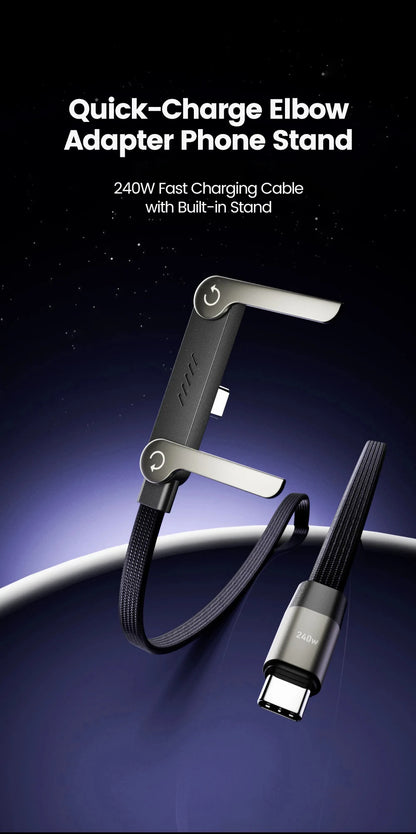 NNBILI 1/3Pcs 2-IN-1 Type-C Cable Foldable Mobile Phone Holder 240W Fast Charging Data Cable Multifunction Phone Charge Bracket