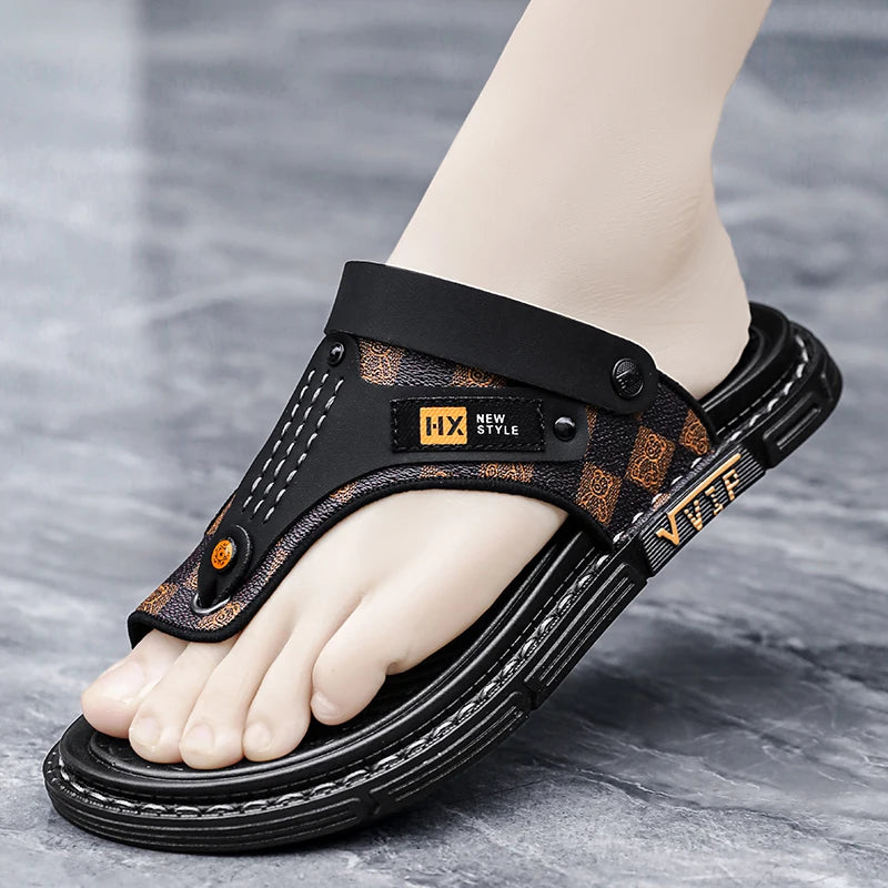 Men's high-quality beach shoes summer outdoor casual flip-flops sandals soft-sole non-slip comfort fashion dual-purpose slippers