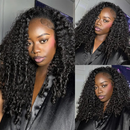 Half Wig Burmese Curly Glueless Human Hair Wigs With Drawstring Seamless Clip 250 Density Beginner Friendly Curly Wigs For Women