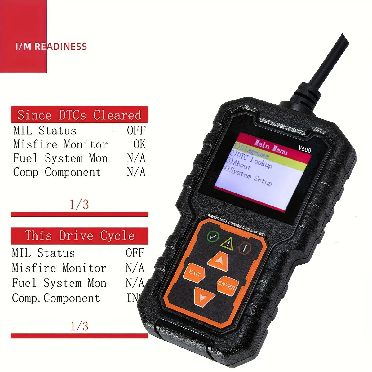 Professional Obd2 Scanner, a Car Fault Code Reader Diagnostic Tool That Has Supported the Obd Ii Protocol since 1996, Supports Reading and Clearing Fault Codes, Battery Testing, No Battery Power Required, USB Powered