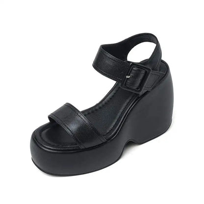 Krazing Pot 2026 Comfort Sheepskin Superstar High Thick Bottom Summer Shoes Casual Slingback Luxury Brand Platform Women Sandals