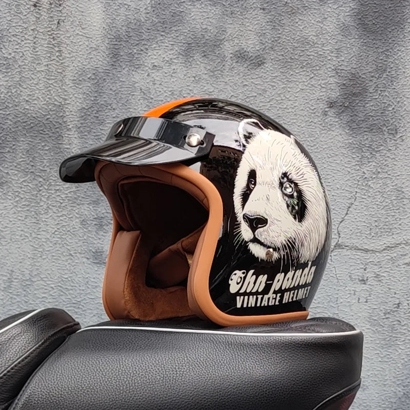 Retro semi-open motorcycle helmet cross-country motorcycle accessories motorcycle helmet 3/4 retro helmet in winter