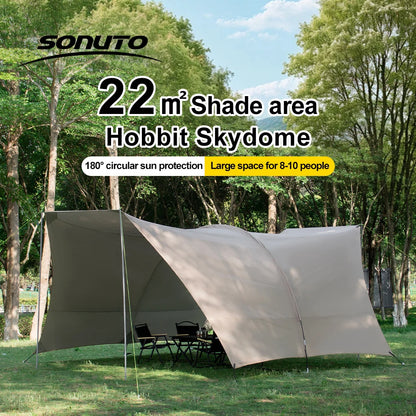Car Awning Tent 210D Waterproof Windproof UV Sun Shelter Anti-Mosquito Beach Camping Tent Portable for Outdoor