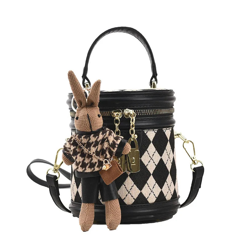 Women's Bag for Women Fashion Luxury Designer Zipper Small Handbags For Women Leather Bucket Shoulder Bag 2023 New Trend Pendant