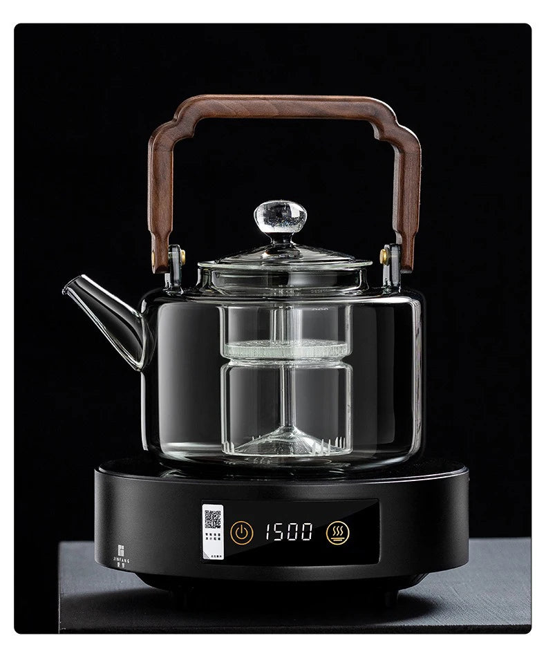 JUSTINLAU Glass Teapot 1300ML Integrated Steaming and Boiling Teapot Thickened Filter Kung Fu Tea Set for Electric Pottery Stove