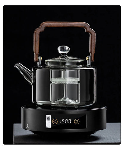 JUSTINLAU Glass Teapot 1300ML Integrated Steaming and Boiling Teapot Thickened Filter Kung Fu Tea Set for Electric Pottery Stove