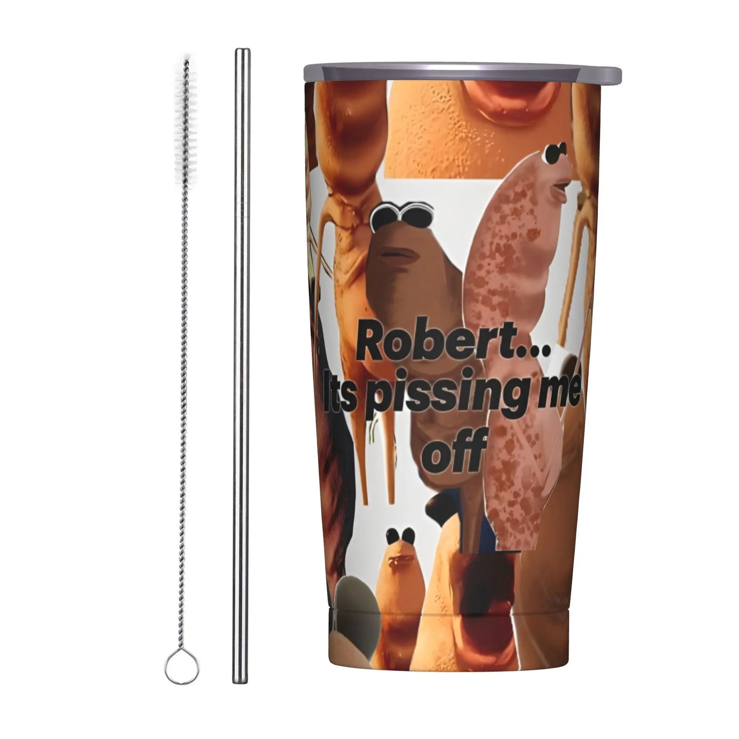 Marcus The Worm Christmas Meme  Tumbler With Straw  Stainless Steel Travel Mugs Double Wall Vacuum Insulated