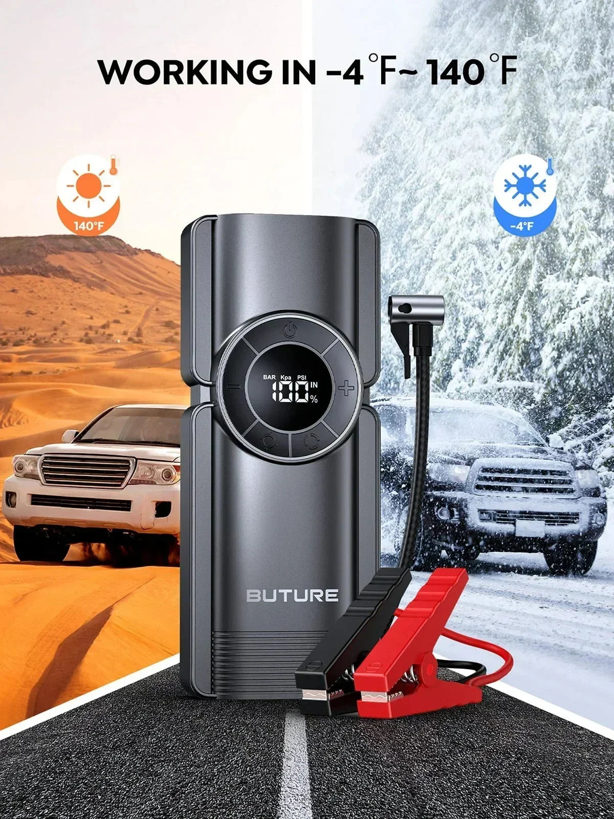 Car 3500A Portable 12V Jump Starter Power Bank 12V Auto Battery Charger Booster Starting Device with Air Compressor 4 in 1