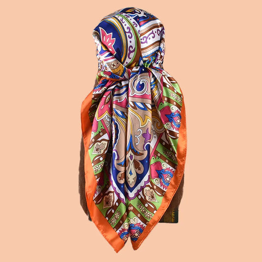 1PCS Ladies Multicolor Peacock Feather Pattern Large Tassel Shawl Fashionable Wrap Scarf for Travel Party Ladies Silk Scarf