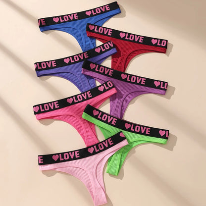 7Pcs Women's Cotton Thongs Sexy Panties Low Waist Underwear Girls Briefs G-String Breathable Ladies Panty Soft Female Lingerie