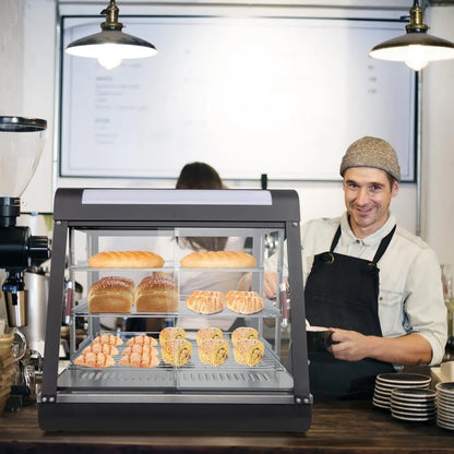 3 Tiers Commercial Food Warmer 1200W Countertop Pastry Food Pizza Display Case