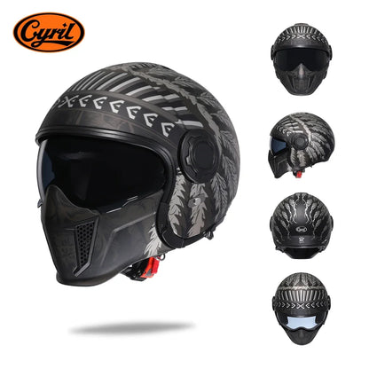 Modular Motorcycle Helmet Full Face Open Face Retro Helmets DOT ECE APPROVED CYRIL OP12A Capacete De Moto Masculino