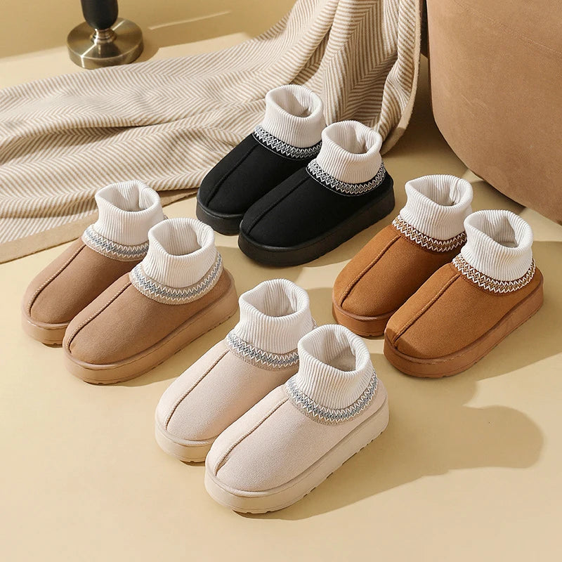 Winter Plush Ankle Boots Female Casual Women's Slippers Home Fluffy Luxury Designer Woman Shoes Indoor Fuzzy Fur Snow Booties