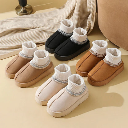 Winter Plush Ankle Boots Female Casual Women's Slippers Home Fluffy Luxury Designer Woman Shoes Indoor Fuzzy Fur Snow Booties