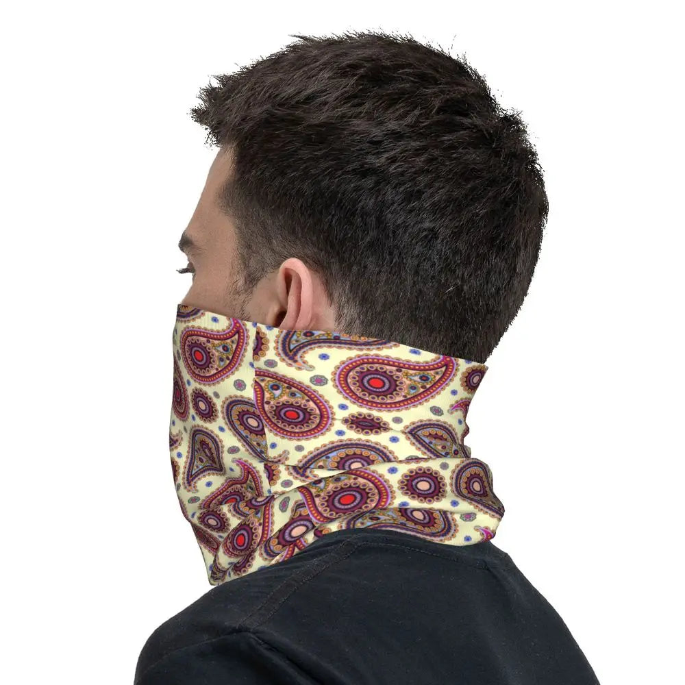 Custom Black Bandana Pattern Bandana Neck Gaiter for Hiking Cycling Women Men Wrap Scarf Paisley Style Headband Warmer